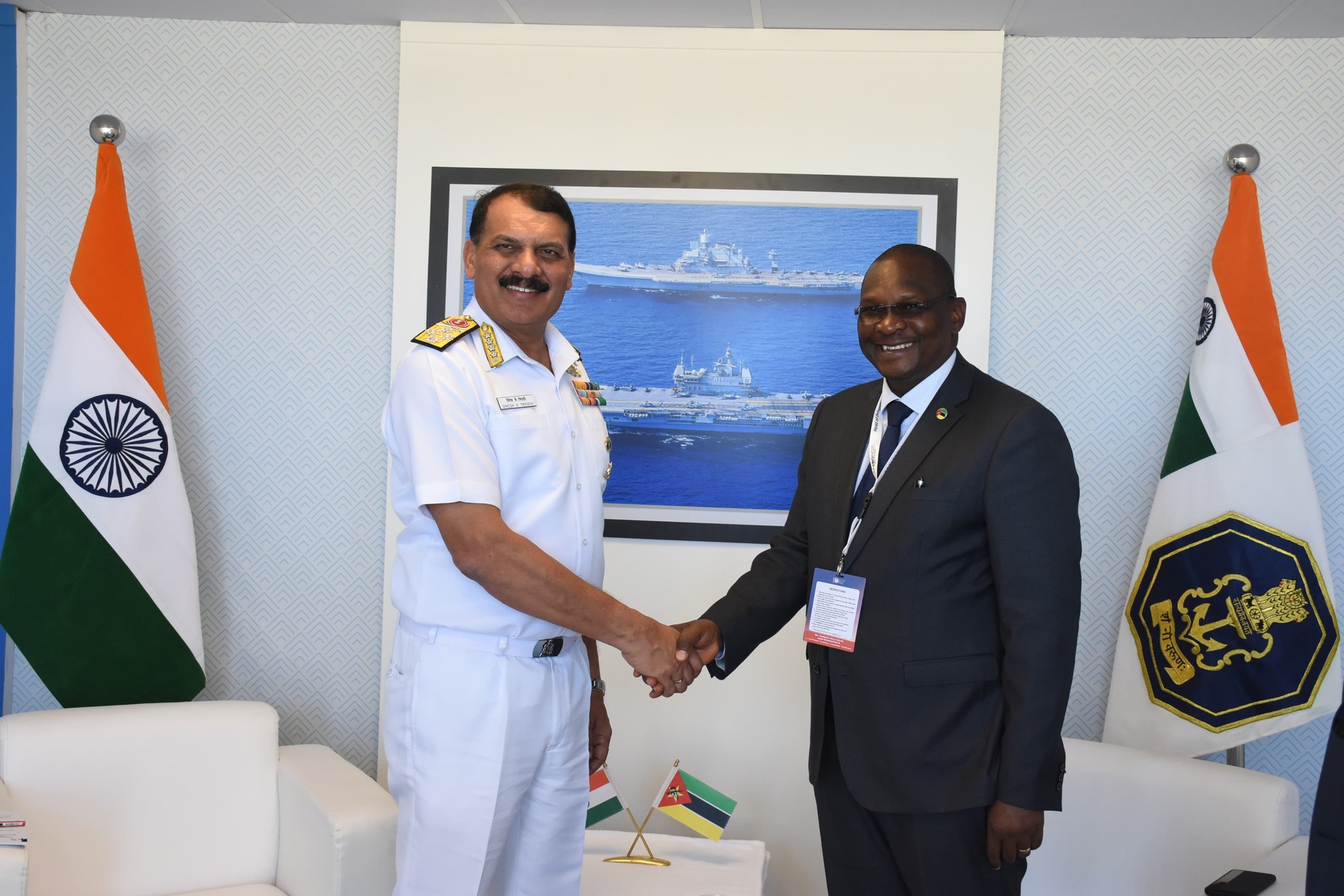 Chief of Naval Staff with Mozambican Permanent Secretary for Defence in Bengaluru (12 Feb 2025)